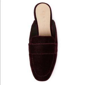 Gilt Firth Moc Toe Mule- Red Velveteen size 8
